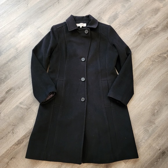 Anne Klein Wool Cashmere Walking Coat Black 10 Classic Quiet Luxury Minimalist - Picture 12 of 16